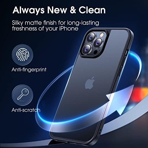 CASEKOO Matte Power Designed for iPhone 13 Pro Max Case 2021, [Shockproof Mil-grade Protection] Anti-fingerprint Anti-scratch Protective Hard PC, Thin Slim Fit Frosted Phone Cover 6.7-inch 5G, Black
