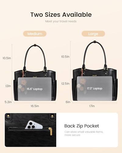Image of LOVEVOOK Laptop Bag for Women, Original Vintage Work Tote Bag Computer Office Teacher Bag with Flower Pendant