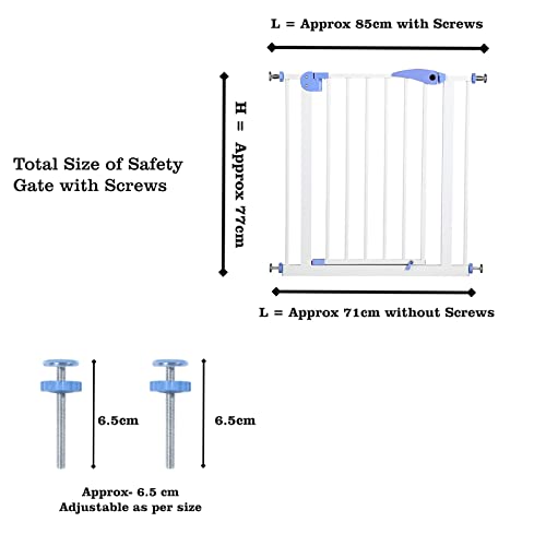 Image of Safe-O-Kid- Pure Metal, 75-85 cm Adjustable Child Safety Stair Barrier /Railing, Two Way Auto-Close Safety Gates- Brown & White