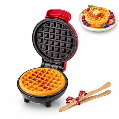Mini Waffle Maker 500W, Nonstick Electric Waffle Iron, Fast Heating, Easy to Clean, Compact & Portable for Small Kitchen, Quick Breakfast & Snacks