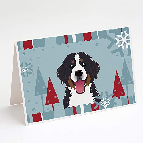 Caroline's Treasures BB1733GCA7P Winter Holiday Bernese Mountain Dog Greeting Cards and Envelopes Pack of 8 Blank Cards with Envelopes Whimsical A7 Size 5x7 Blank Note Cards