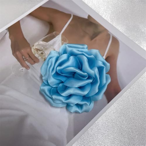 Image of Dainty Peony Rose Flower Brooches Lapel Pins Delicate Elegant Fabric Flowers Brooch Pin for Women Flower Corsage for Wedding Party Accessories Jewelry Gifts100mm