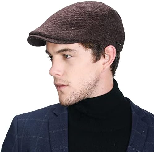Jeff & Aimy Mens Flat Caps Wool Newsboy Cap Cabbie Gatsby Ivy Hat for Men Irish Winter Fall Golf Duckbill Driving Adjustable Fashion