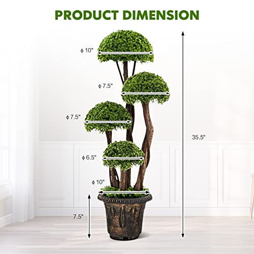 Becomfort 3Ft Artificial Potted Cedar Ball Tree, Fake Boxwood Topiary Tree With Pot, Faux Round Shrub Bush Decoration, Greenery Decorative Plants For Indoor Outdoor Use (Cedar Ball Tree) #TOP5