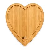 Radiate Your Love Bamboo Heart-Shaped Cutting Board &ndash; 12 Inch Wooden Serving Tray with Drip Groove &ndash; Cheese Board, Bread Board & Kitchen Chopping Board