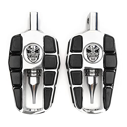 Krator Adjustable Highway Foot Pegs Skull Footrest Compatible With Harley Davidson Fxdc Dyna Super Glide Custom 1992-2014, 1 Pair, Chrome #TOP1