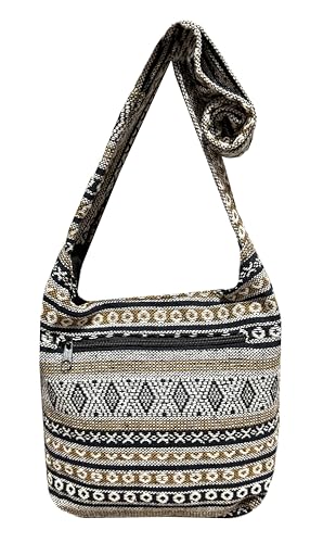 Image of Small Aztec Messenger Bag - Handmade Woven Hippie Hobo Shoulder Handbag - Ikat Tribal Sling Purse for Women