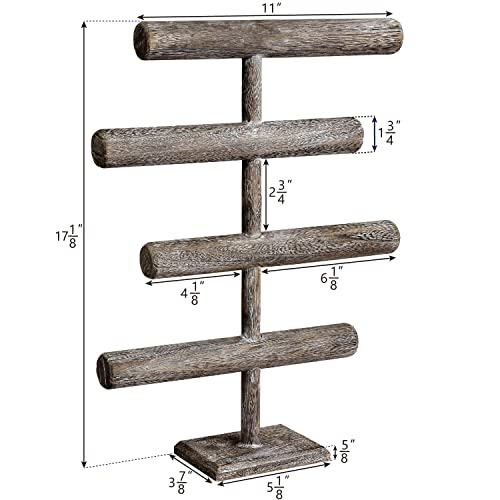Mooca 4-Tier Wooden Jewelry Display, Jewelry Stand, Bracelets, Necklaces, Watches, Bangles Holder Stand, Accessory Display Storage Organizer, Coffee Color #TOP1