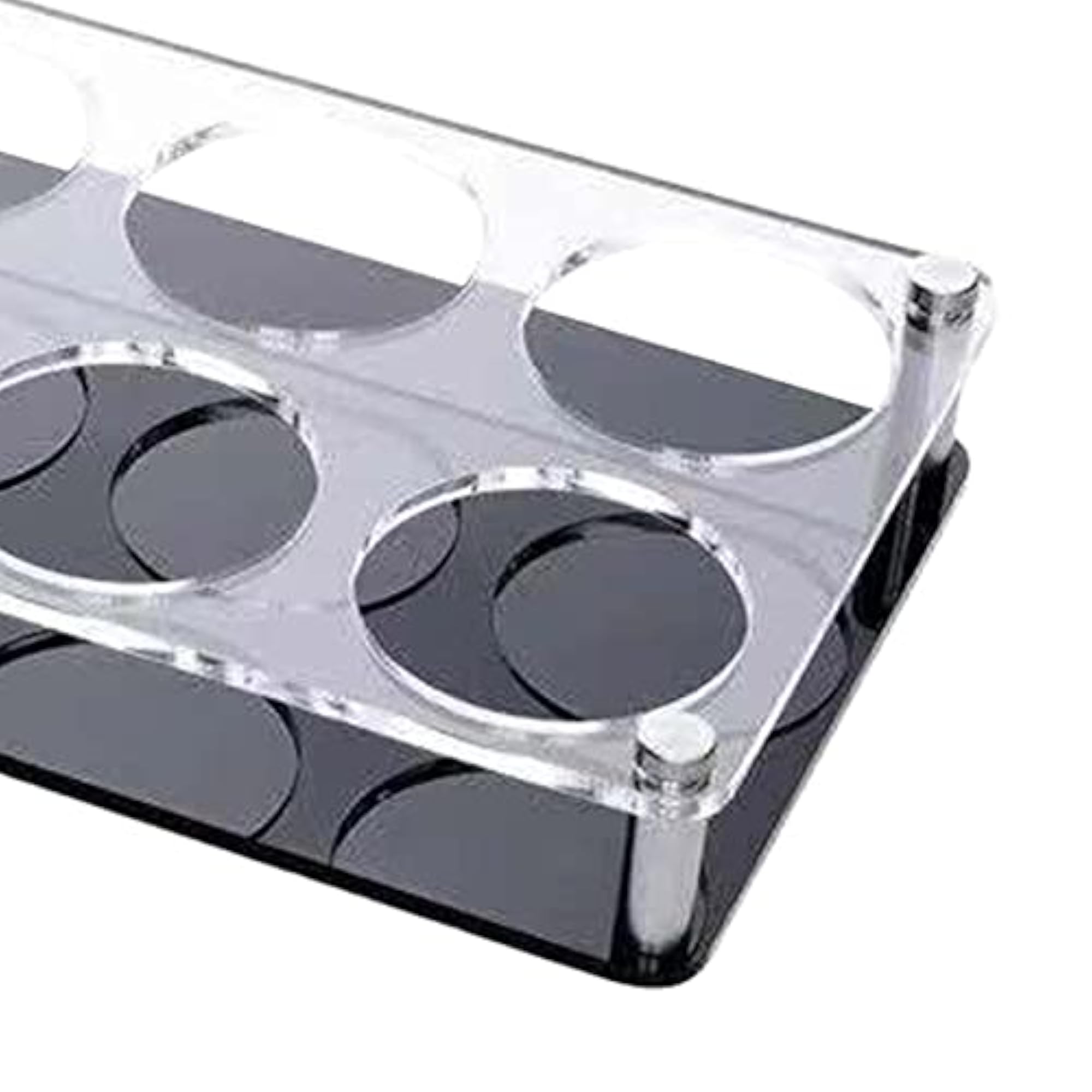 Round Hole Glass Cup Tray Rack, 8 Holes, Black