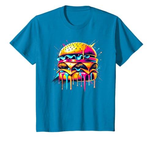 Coloré Splash Art Burger Fast Food Hamburger T-Shirt