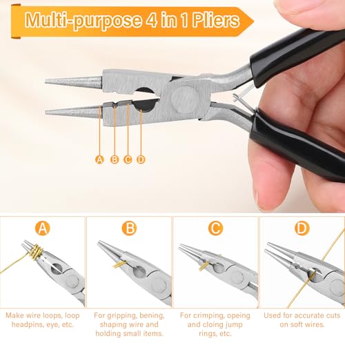 Image of Modacraft 18 Gauge Gold Jewelry Wire & 4-in-1 Pliers Kit - 65FT Tarnish Resistant Copper Craft Wire (1.0mm) for Wire Wrapping, DIY Jewelry Making, Christmas Ornaments & Holiday Decorations
