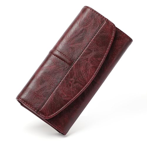 RNIEGA Womens Wallet Large Capacity Leather RFID Blocking Wallets for Women Clutch Credit Card Holder with Zipper Pocket