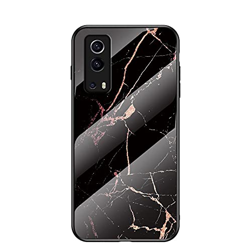 Jiajihua Cover Compatible with Vivo Y72 5G / iQOO Z3 5G 【PC Panel+Tempering Glass+TPU Silicone】 3 in 1 Shockproof Phone Case Glod