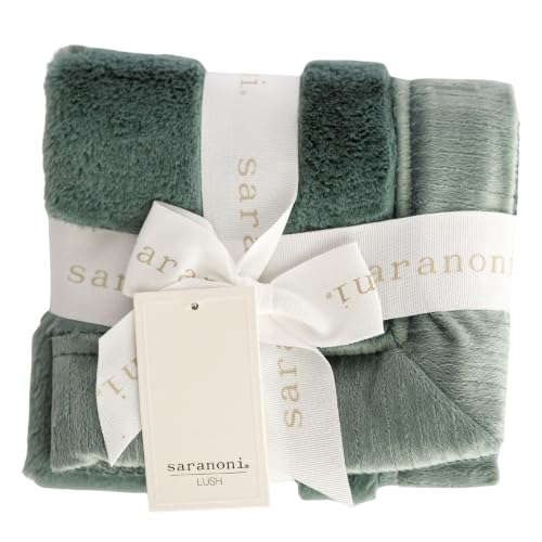 SARANONI Luxury Security Blankets for Babies | Ultra-Soft Lush and Boutique Quality Baby Blanket | Eucalyptus, Mini - 15" x 20"