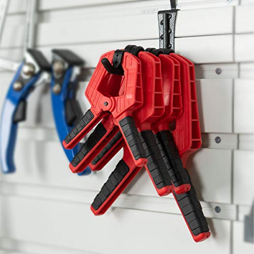 Image of POWERTEC 72208 Deluxe Quick Release Strap Clamp and Spring Clamps Set | Woodworking Frame Clamping Strap Holder with 10 Spring Clamps from 2 inch - 4 inch