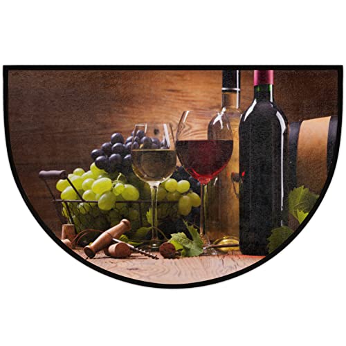 Amelia Sharpe Welcome Half Round Door Mat Wine Bottles Grape Fruit Old Wooden Washable Home Kitchen Art Restaurant Office Floor Mats Non Slip And Durable Doormats Decor 18X30 Inch #TOP7