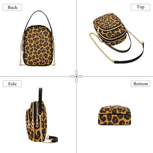 Black Brown Leopard Spots Yellow Womens Shoulder Handbag Quilted Phone Purse Chain Strap Handbag Cute Zipper Lady Crossbody Bag4