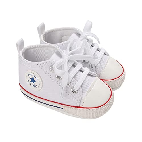 Zukmuk Baby Turnschuhe Anti-Rutsch Krabbelschuhe für Baby Schuhe Lauflernschuhe Mädchen Babyschuhe 0-6 Monate Lauflernschuh Baby Sneaker High Top Sneakers (Weiß C, 0_Months, 11)