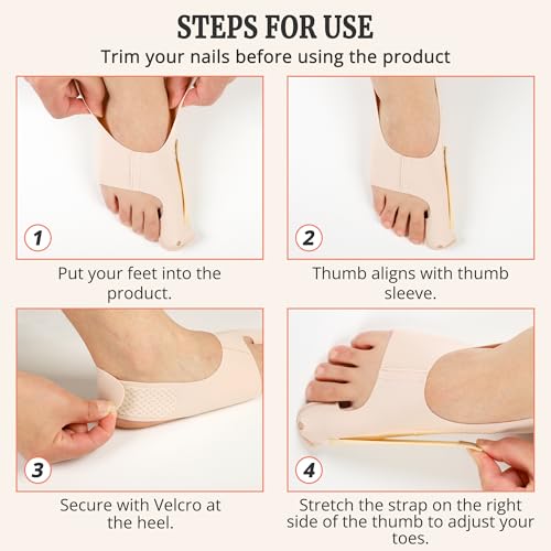 Image of Bunion Corrector for Women, Orthopedic Bunion Splint Socks, Big Toe Straightener for Relieving Hallux Valgus, Comfortable and Adjustable Day /Night Support, 1 pair of Medium