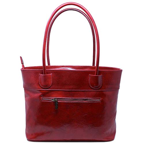 Floto Napoli Italian Leather Women's Shoulder Bag Handbag Purse (Tuscan Red) #TOP7