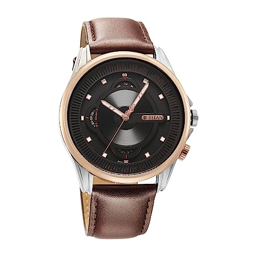 Titan Regalia Techno Beats Black Dial Analog with Day & Date Steel Strap Leather Watch for Men-NS1830KL03 - Image 2