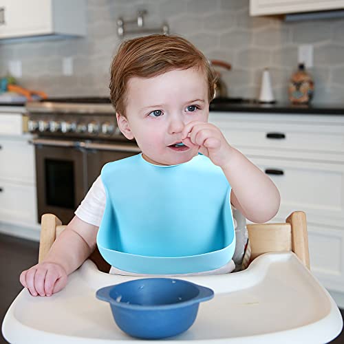 Silicone Bibs For Babies & Toddlers Set Of 3, Silicone Baby Bibs For Boy And Girl, Adjustable Soft Waterproof Bibs #TOP4