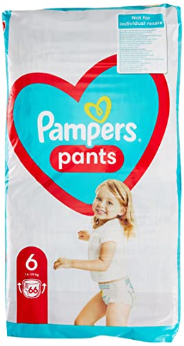 Pampers Pants - Pañales para pañales (talla 6, 132 unidades, 14 kg-19 kg, con bolsillo Stop & Protect para evitar fugas en la parte posterior)