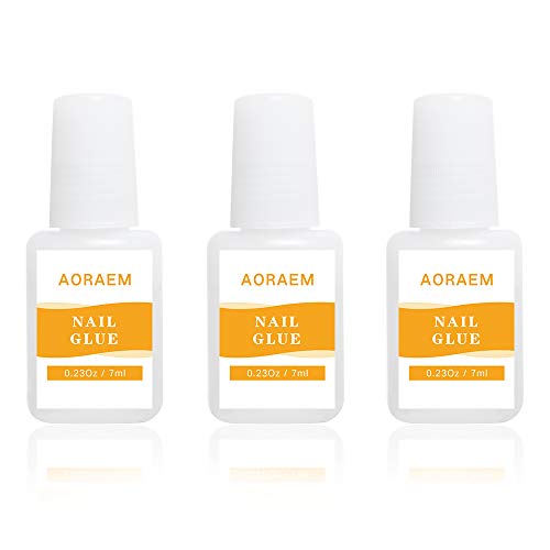 AORAEM Strong Nail Glue for Acrylic Nails and Press on Nails 3Pcs Professional False Nail Glue for Broken Nails (3 Bottles)
