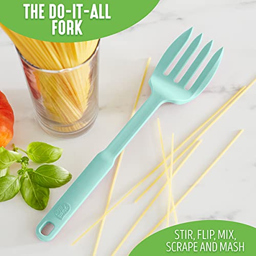 Greenlife Cooking Tools And Utensils, 10-In-1 Silicone Fork To Stir Mix Mash And Scrape, Heat And Stain Resistant, Dishwasher Safe, Turquoise #TOP2