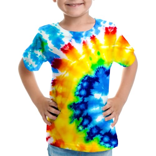 Image of Big Kids Tie Dye Shirt for Boys Girls Short Sleeve Hippie Tshirt Senior Tee