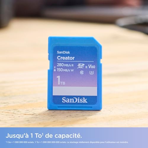 Carte SD UHS-II 256 Go SanDisk Creator V60 reflex 6K