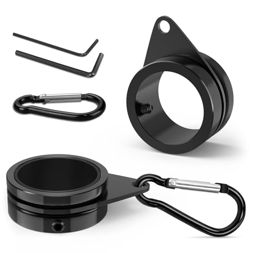 BonyTek 2 Pack Aluminum Alloy Flag Pole Rings, 360 Degree Rotating Flagpole Flag Mounting Rings Spinning Flag Pole Kit with Carabiner for 1.00-1.25 Inch Diameter Flagpole (Φ 1.25 inch, Black)
