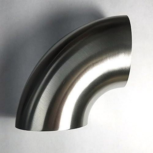 Stainless 2.5" 90° Mandrel Bend Elbow - 1D/2.5" CLR Tight Radius - 16GA/.065" Wall - No Leg - SS304 - Stainless Bros