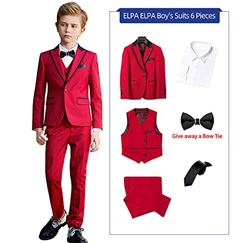 Elpa Elpa Boys Suits Red Slim Fit Formal Suit For Boys One Button Suit For Holiday Wedding #TOP4