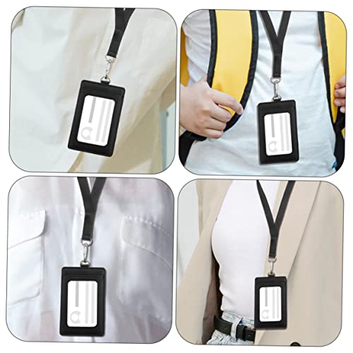 2Pcs Id Cards Holder with Lanyard PU Protective Cover for Staff Students Nurses Lightweight and Portable Design Suitable for Access and Exhibition Cards Black3