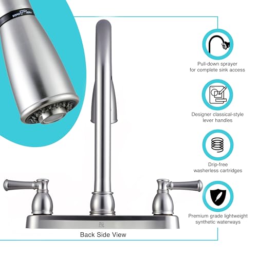 Dura Faucet (DF-PK350L-SN) Non-Metallic Dual Lever Pull-Down RV Kitchen Faucet - Replacement Faucet for Motorhomes, 5th Wheel, Trailer, Camper (Brushed Satin Nickel) by Dura Faucet - Image 8