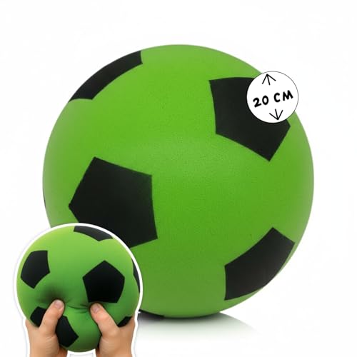 alldoro 63104 Balle en Mousse, au Design de Football, pour Les Enfants à partir de 18 Mois, 20 cm, 153 g, Vert
