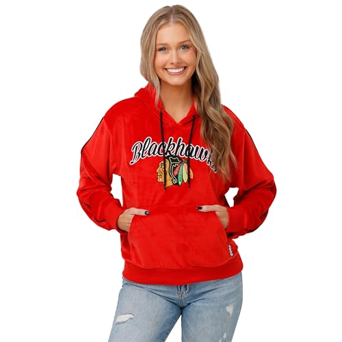FOCO Chicago Blackhawks NHL Womens Velour Hooded Sweatshirt - L Team Color