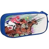 馬術 ウマ 馬柄 競馬 筆箱 シンプル ペンケース おしゃれ 大容量 二階建て 多機能 かわいい 男の子 女の子 小学生 中学生 高校生 人気 プレゼント Blue X298b