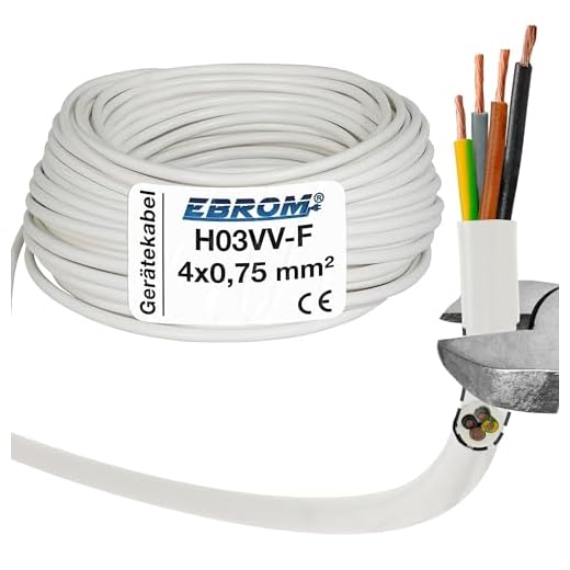 Plaströr rund LED-kabel enhetskabel H03VV-F 4 x 0,75 mm² (mm2) 4G0,75 – färg: vit 10 m