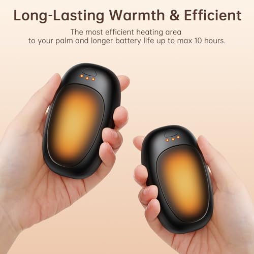 Jonwall Handwärmer Wiederaufladbar 2er-Pack, Elektrische Handwärmer Wiederverwendbar Tragbar USB Taschenwärmer, 3 Stufen Heizung Handwärmers für Camping Golf, Warmes Geschenk für Frauen Männer Schwarz