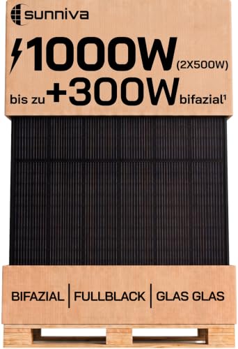 SUNNIVA® Solarpanel, 2x 500 W, FULL BLACK, Bifazial, Glas-Glas...