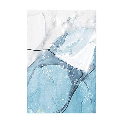 Peintures marbre bleu abstrait triptyque de luxe pour salon chic