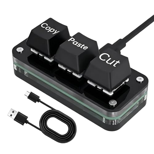 Teclado copiar y pegar mini con 3 teclas mecánicas USB para juegos y trabajo en PC