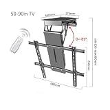 CRYSEU Uchwyt ścienny do telewizora, zmotoryzowany uchwyt do telewizora sufitowego, składany od 0 do 85 °, ukryty podnośnik telewizyjny, pasuje do telewizorów od 50 do 90 cali