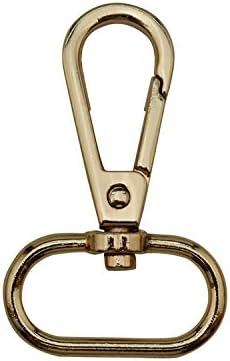 Tianbang Light Golden 1" Inside Diameter Oval Ring Lobster Clasp Claw Swivel Eye Lobster Snap Clasp Hook for Strap Pack of 4