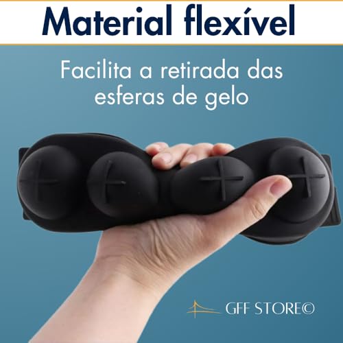 Forma de Gelo Redonda Para Drink Whisky 4 Esferas Grandes Molde de Silicone Coquetel Gin Vodka Bebid