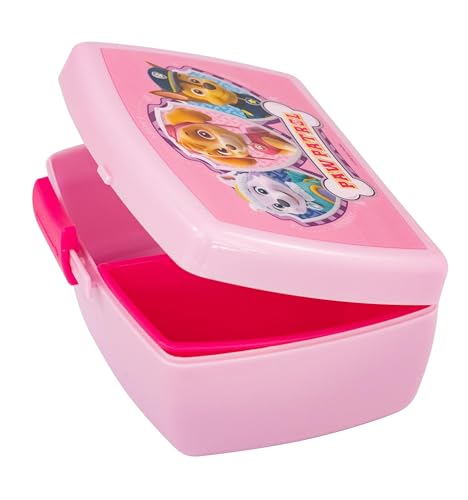 Foto von P:os 29226 - Brotdose für Jungen und Mädchen mit Einsatz im beliebten Paw Patrol Design in Rosa, ca. 16,5 x 12,5 x 6,5 cm groß, aus Kunststoff, bpa- und phthalatfrei