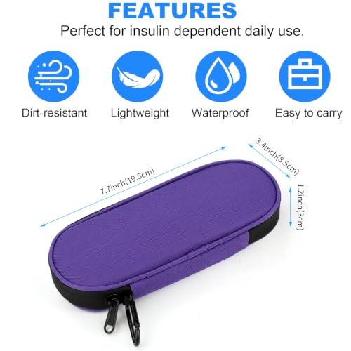 Image of Insulin Pen Cooler Travel Case with 2 Reusable TSA Approved Ice Packs, Diabetic Medication Insulated Cooler Bag for Insulin Pens and Other Diabetic Supplies Storage Dark Purple