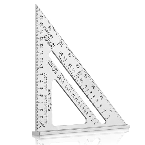 WORKPRO 180mm Aluminum Speed Square,Combination Square, Measuring Tool for Engineer Carpenter, Rafter Angle Square Aluminium, Alloy Precision Layout Measuring Tool for Carpenters, Engineers